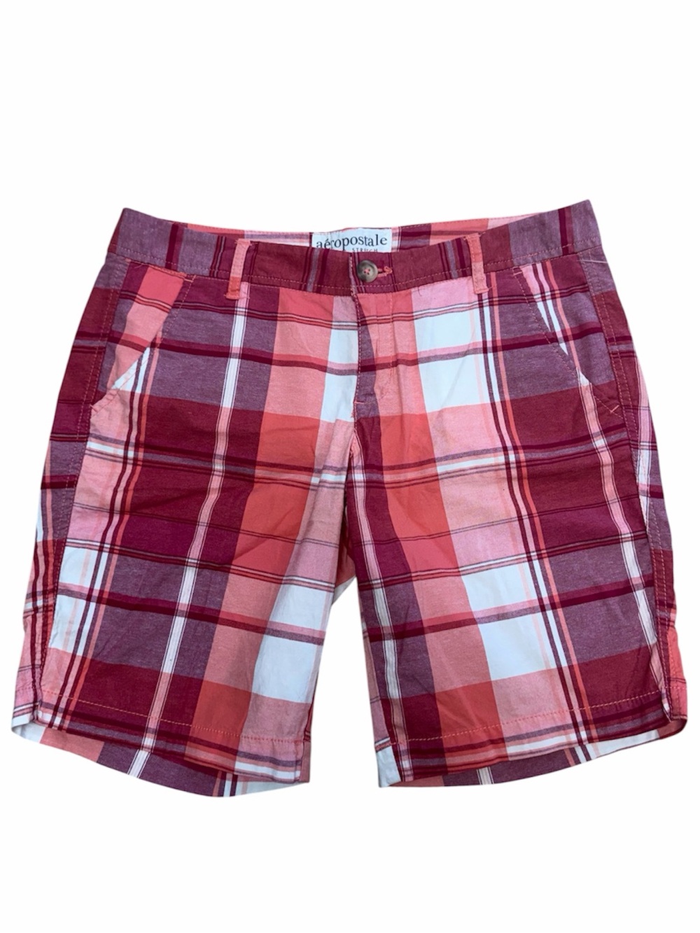 Aéropostale Womens 7/8 Red Plaid Cotton Casual Shorts NWT